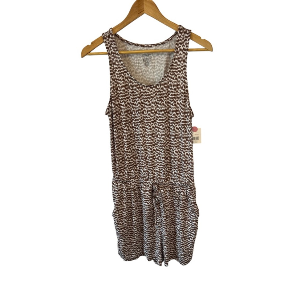 New With Tags Romper Women’s Medium Leopard Print Sleeveless Scoop Neck Short M